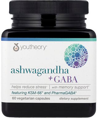 Youtheory, Ashwagandha + GABA, 60 pflanzliche Kapseln
