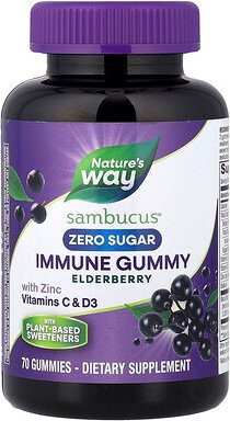 Thumbnail - Nature's Way, Sambucus®, Immune Gummy with Zinc, Immune Gummy with Zinc, Vitamine C und D3, Holunder, 70 Fruchtgummis
