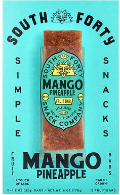 South Forty Snack Company, Fruit Bars, Mango-Ananas + Hauch von Limette, 5 Riegel, je 35 g (1,2 oz.).