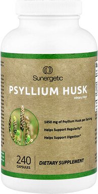 Sunergetic, Psyllium Husk Dietary Fiber, Ballaststoffe aus Flohsamenschalen, 240 Kapseln (725 mg pro Kapsel)