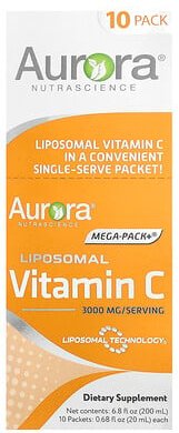 Thumbnail - Aurora Nutrascience, Mega-Pack+®, Liposomal Vitamin C, liposomales Vitamin C, 10 Päckchen, je 20 ml (0,68 fl. oz.).