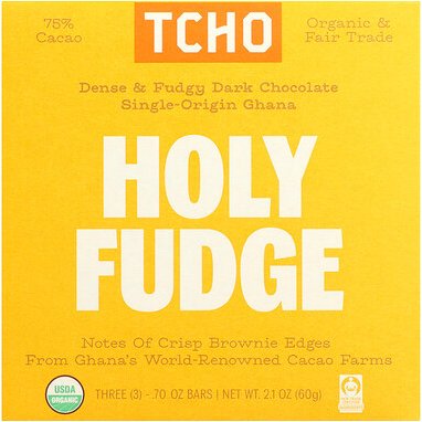 TCHO, Holy Fudge, 75% Cacao Dark Chocolate, dunkle Schokolade mit 75% Kakao, 3 Riegel, je 0,7 oz