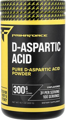 Primaforce, D-Aspartic Acid Powder, D-Asparaginsäure-Pulver, geschmacksneutral, 300 g (10,7 oz.)