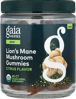 Thumbnail - Gaia Herbs, Lion‘s Mane Mushroom Gummies, Löwenmähne-Pilz-Fruchtgummis, Zitrus, 60 Fruchtgummis
