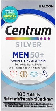 Centrum, Silver Men 50+, komplettes Multivitaminpräparat, 100 Tabletten