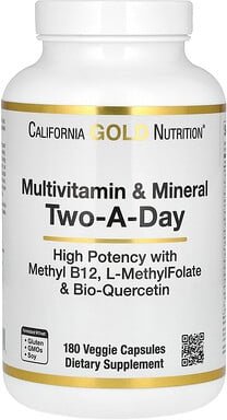 California Gold Nutrition, Multivitamin and Mineral with Methyl B12, Vitamin C, L-MethylFolate and Bio-Quercetin, Multiv...
