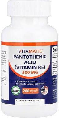 Vitamatic, Pantothenic Acid, Pantothensäure, 500 mg, 200 pflanzliche Kapseln