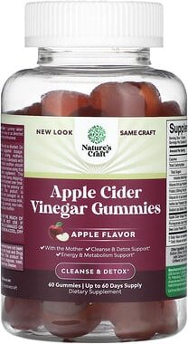 Nature's Craft, Apple Cider Vinegar Gummies, Apfelessig-Fruchtgummis, 60 Fruchtgummis