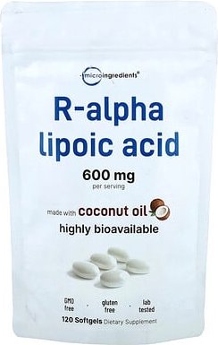 Micro Ingredients, R-Alpha-Liponsäure, 120 Weichkapseln (200 mg pro Weichkapsel)
