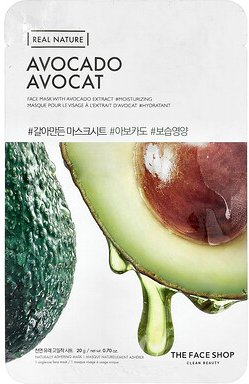 The Face Shop, Real Nature, Beauty Face Mask, Beauty-Gesichtsmaske, Avocado, 1 Tuchmaske, 20 g (0,70 oz.)