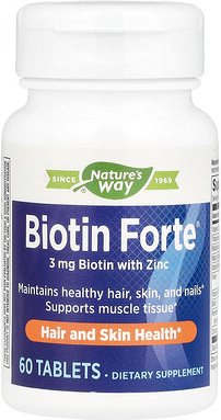 Nature's Way, Biotin Forte mit Zink, 3 mg, 60 Tabletten