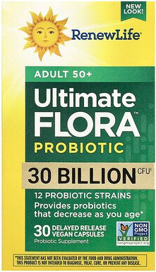 Renew Life, Ultimate Probiotic Flora™, Probiotika für Erwachsene ab 50, 30 Milliarden KBE, 30 vegane Kapseln mit verzöge...