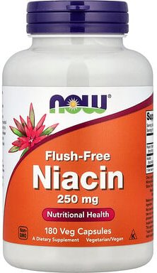 NOW Foods, Flush-Free Niacin, Niacin ohne Spülung, 250 mg, 180 pflanzliche Kapseln