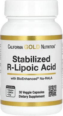 California Gold Nutrition, Stabilized R-Lipoic Acid with Biotin, stabilisierte R-Liponsäure mit Biotin, 30 pflanzliche K...