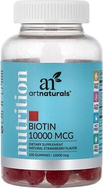 artnaturals, Nutrition, Biotin Gummies, Biotin-Fruchtgummis, natürlicher Erdbeergeschmack, 100 Fruchtgummis (5.000 mg pr...