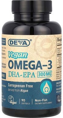 Thumbnail - Deva, Veganes Omega-3, DHA-EPA, 300 mg, 90 Vegane Softgelkapseln