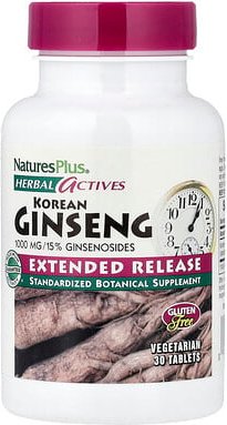 NaturesPlus, Herbal Actives, Koreanischer Ginseng, verlängerte Freisetzung, 1.000 mg, 30 Tabletten