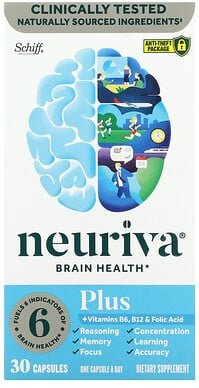 Schiff, Neuriva Brain Health, plus Vitamins B6, B12 und Folsäure, 30 Kapseln