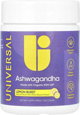Universal U, Ashwagandha, „Citron Burst“, 60 Kau-Snacks