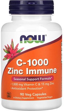 NOW Foods, C-1000 Zinc Immune, Vitamin C, 1.000 mg und Zink, 15 mg, 90 pflanzliche Kapseln