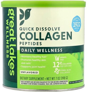 Great Lakes Wellness, Quick Dissolve Collagen Peptides, schnell auflösende Kollagenpeptide, tägliches Wohlbefinden, gesc...