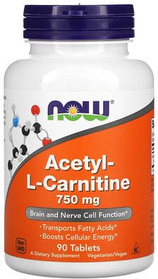 Thumbnail - NOW Foods, Acetyl-L-Carnitin, Acetyl-L-Carnitin, 750 mg, 90 Tabletten