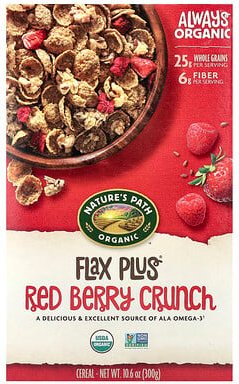 Nature's Path, Organic Flax Plus® Müsli, Red Berry Crunch, Müsli aus biologischem Anbau, Red Berry Crunch, 300 g (10,6 o...
