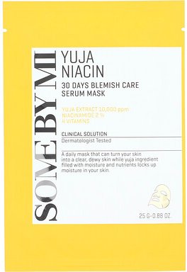 SOME BY MI, Yuja Niacin, 30 Day Blemish Care Serum Beauty Mask, Serum-Maske zur Pflege von Unreinheiten, 1 Tuchmaske, 25...