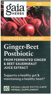 Gaia Herbs, Ginger-Beet Postbiotic, Ginger-Beet Postbiotic, 60 vegane, flüssige Phyto-Kapseln