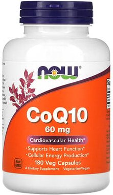 NOW Foods, CoQ10, 60 mg, 180 Veg-Kapseln