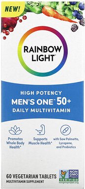 Rainbow Light, Men's One 50+ Daily Multivitamin, hochwirksam, 60 vegetarische Tabletten
