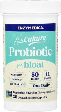 Enzymedica, SubCulture™ Probiotic For Bloat, Probiotikum gegen Blähungen, 50 Milliarden, 30 Kapseln mit verzögerter Frei...