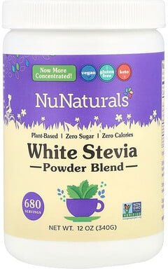 NuNaturals, NuStevia White Stevia Powder, NuStevia weißes Stevia-Pulver, 340 g (12 oz.)