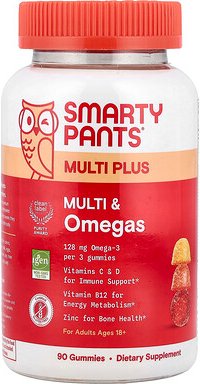 SmartyPants, Multi Plus, Multi & Omegas Gummies, Multi- und Omega-Fruchtgummis, Zitrone, Orange und Erdbeere-Banane, 90 ...