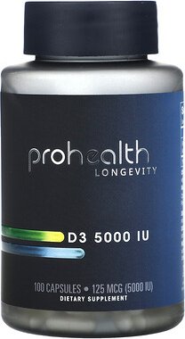 Thumbnail - ProHealth Longevity, D3, 125 mcg (5.000 IU), 100 Kapseln