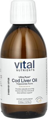 Vital Nutrients, Ultra Pure, Cod Liver Oil, Kabeljau-Lebertran, Zitrone, 200 ml (6,76 oz.)
