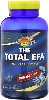 Nature's Life, The Total EFA, Omega 3-6-9, 1.200 mg, 180 -Weichkapseln
