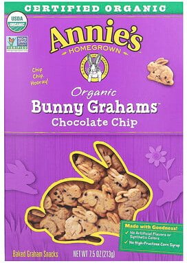 Annie's Homegrown, Organic Baked Bunny Graham Snacks, Organic Baked Bunny Graham Snacks, Chocolate Chip, 213 g (7,5 oz.)