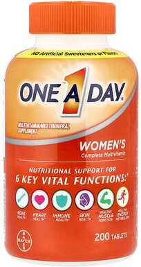 One-A-Day, Women's Complete Multivitamin, Rundum-Multivitaminpräparat für Frauen, 200 Tabletten