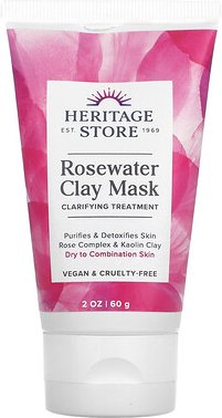 Heritage Store, Rosewater Clay Mask, Maske für trockene bis Mischhaut, 60 g (2 oz.)