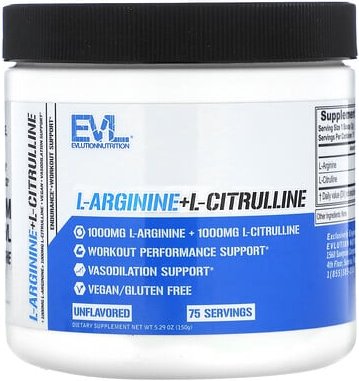 EVLution Nutrition, L-Arginin+L-Citrullin, geschmacksneutral, 150 g (5,29 oz.)