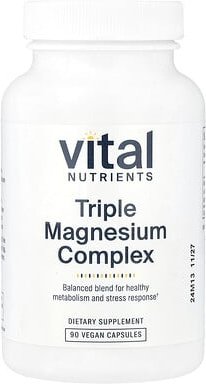 Vital Nutrients, Triple Magnesium Complex, dreifacher Magnesiumkomplex, 500 mg, 90 vegane Kapseln (250 mg pro Kapsel)