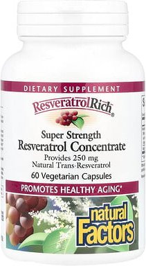 Natural Factors, ResveratrolRich®, Resveratrol-Konzentrat, extra stark, 60 pflanzliche Kapseln