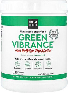 Vibrant Health, Green Vibrance +25 Billion Probiotics, Grüngemüse-Mischung mit über 25 Milliarden Probiotika, Version 21...