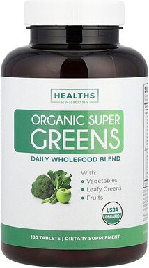Thumbnail - Healths Harmony, Organic Super Greens, Bio-Supergemüse, 180 Tabletten