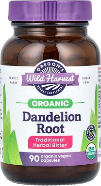 Thumbnail - Oregon's Wild Harvest, Organic Dandelion Root, Bio-Löwenzahnwurzel, 90 vegane Bio-Kapseln (400 mg pro Kapsel)