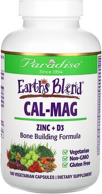 Paradise Herbs, Earth's Blend, Cal-Mag Zink + D3, 180 pflanzliche Kapseln