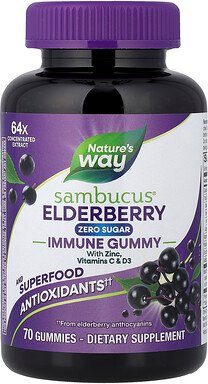 Nature's Way, Sambucus®, Immune Gummy with Zinc, Immune Gummy with Zinc, Vitamine C und D3, Holunder, 70 Fruchtgummis