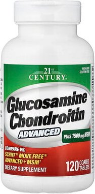 21st Century, Glucosamine Chondroitin Advanced Plus MSM, Glucosamin und Chondroitin, 120 überzogene Tabletten