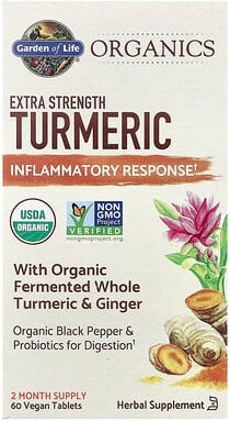 Garden of Life, Organics, Turmeric, Kurkuma, Entzündungsreaktion, 60 vegane Tabletten
